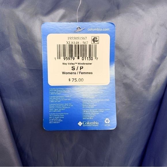 COLUMBIA May Valley Windbreaker Water Resistant Hooded Jacket SMALL Blue Purple - Picture 8 of 8